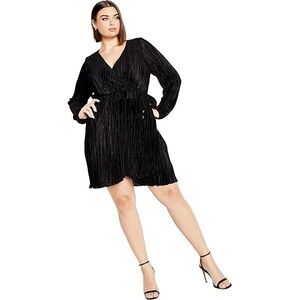City Chic Women's Plus Size Macie Black Plisse‎ Dress NWT 22